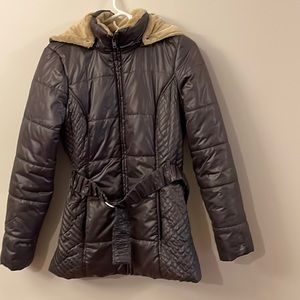 Tommy Hilfiger belted coat with removable hood
